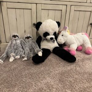 Cozy Plush Panda, Unicorn, and Sloth Set- Excellent Condition.  Total of 4
